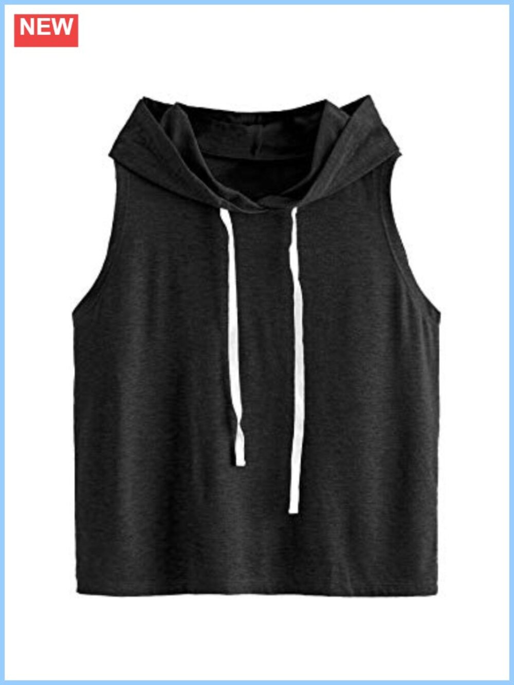 Sleeveless Hooded Athletic Tank Top Drawstring Workout Muscle Shirt Casual